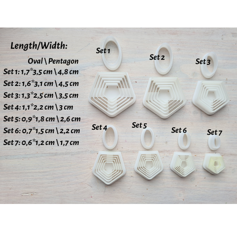 "Earring, style 35, 2 parts", set of 7 cutters, one clay cutter or FULL set