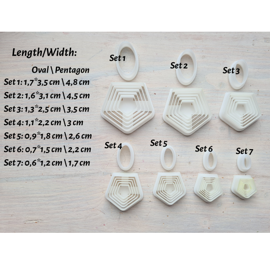 "Earring, style 35, 2 parts", set of 7 cutters, one clay cutter or FULL set