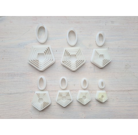 "Earring, style 35, 2 parts", set of 7 cutters, one clay cutter or FULL set