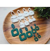 "Earring, style 36, 2 parts", set of 8 cutters, one clay cutter or FULL set