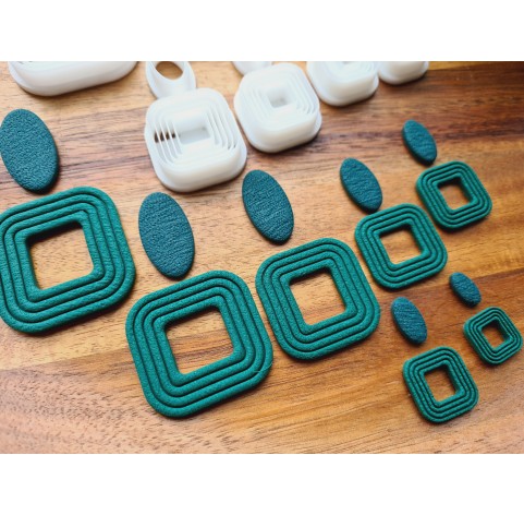 "Earring, style 36, 2 parts", set of 8 cutters, one clay cutter or FULL set