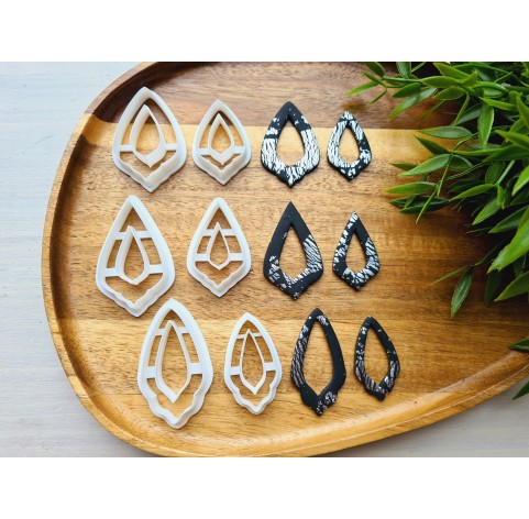 "Earring, style 49, 2 parts", set of 3 cutters, one clay cutter or FULL set