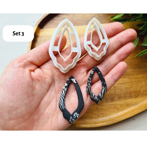 "Earring, style 49, 2 parts", set of 3 cutters, one clay cutter or FULL set