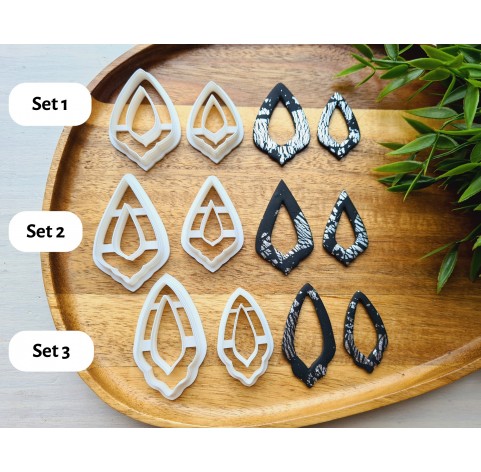 "Earring, style 49, 2 parts", set of 3 cutters, one clay cutter or FULL set
