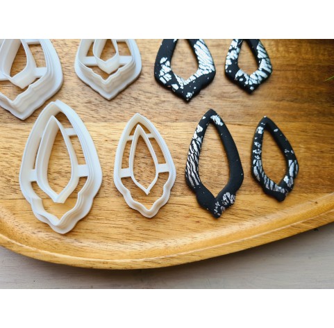 "Earring, style 49, 2 parts", set of 3 cutters, one clay cutter or FULL set