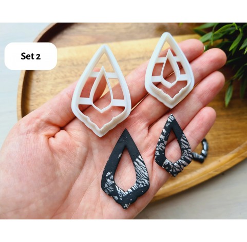 "Earring, style 49, 2 parts", set of 3 cutters, one clay cutter or FULL set
