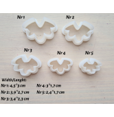 "Earring, style 53", set of 5 cutters, one clay cutter or FULL set