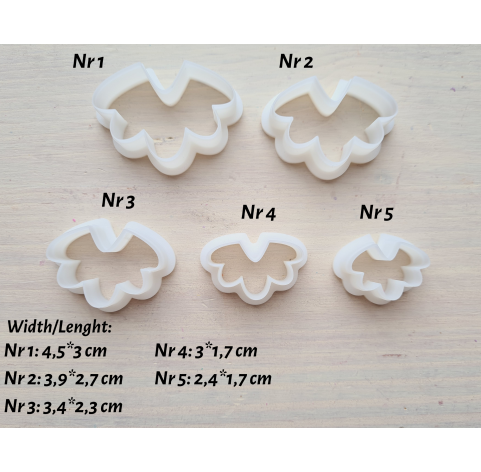 "Earring, style 53", set of 5 cutters, one clay cutter or FULL set