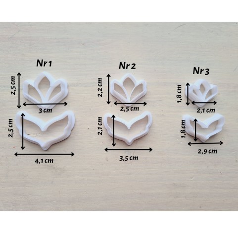 "Earring, style 50, 2 parts", set of 3 cutters, one clay cutter or FULL set