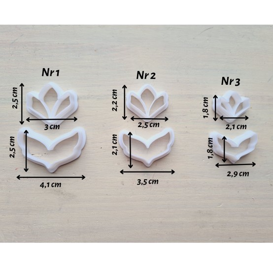 "Earring, style 50, 2 parts", set of 3 cutters, one clay cutter or FULL set