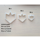 "Earring, style 52", set of 3 cutters, one clay cutter or FULL set