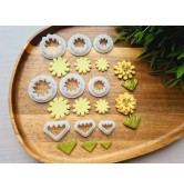 "Earring, style 55, stylized flower, 3 parts", set of 3 cutters, one clay cutter or FULL set