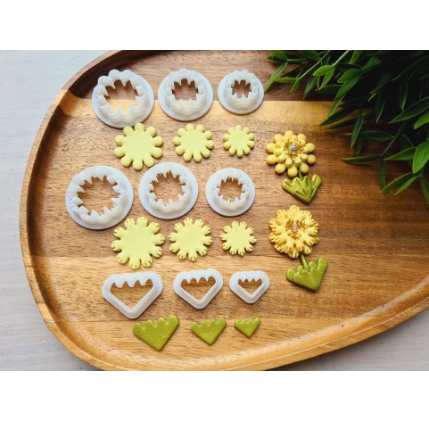 "Earring, style 55, stylized flower, 3 parts", set of 3 cutters, one clay cutter or FULL set