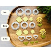 "Earring, style 55, stylized flower, 3 parts", set of 3 cutters, one clay cutter or FULL set