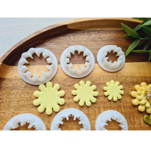 "Earring, style 55, stylized flower, 3 parts", set of 3 cutters, one clay cutter or FULL set