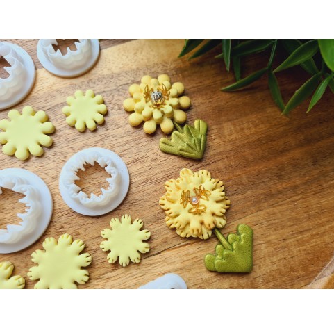 "Earring, style 55, stylized flower, 3 parts", set of 3 cutters, one clay cutter or FULL set