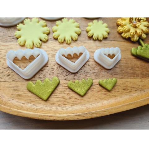 "Earring, style 55, stylized flower, 3 parts", set of 3 cutters, one clay cutter or FULL set
