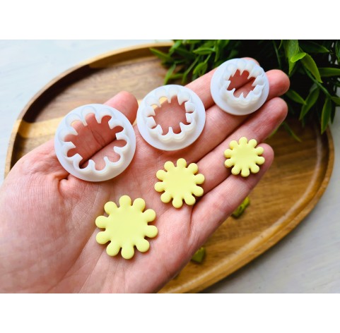 "Earring, style 55, stylized flower, 3 parts", set of 3 cutters, one clay cutter or FULL set