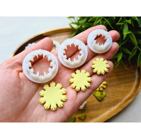 "Earring, style 55, stylized flower, 3 parts", set of 3 cutters, one clay cutter or FULL set