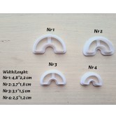 "Earring, style 63, arch", set of 4 cutters, one clay cutter or FULL set