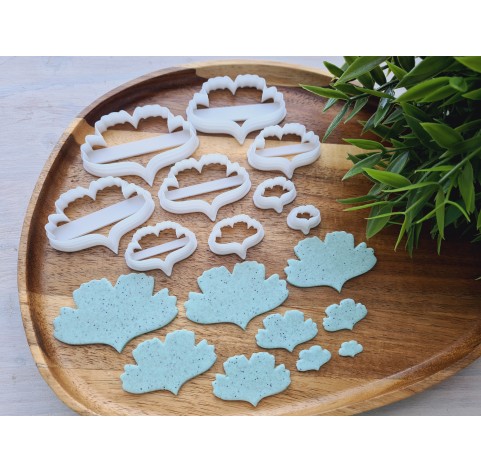 "Ginkgo leaf, style 1", set of 9 cutters, one clay cutter or FULL set