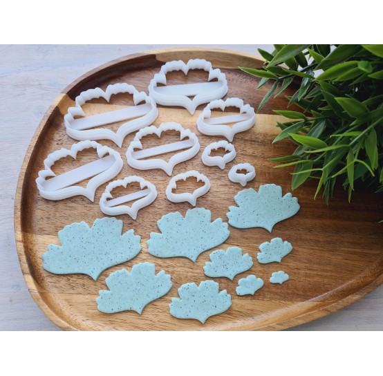 "Ginkgo leaf, style 1", set of 9 cutters, one clay cutter or FULL set