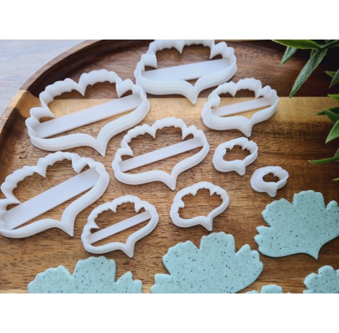 "Ginkgo leaf, style 1", set of 9 cutters, one clay cutter or FULL set