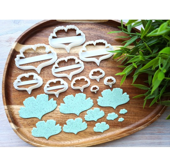 "Ginkgo leaf, style 1", set of 9 cutters, one clay cutter or FULL set