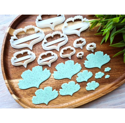 "Ginkgo leaf, style 1", set of 9 cutters, one clay cutter or FULL set