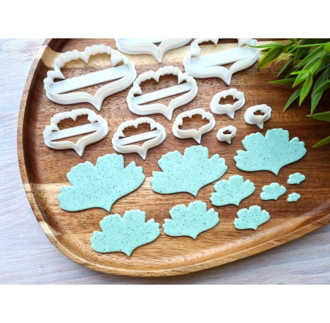 "Ginkgo leaf, style 1", set of 9 cutters, one clay cutter or FULL set