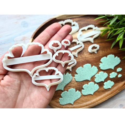 "Ginkgo leaf, style 1", set of 9 cutters, one clay cutter or FULL set