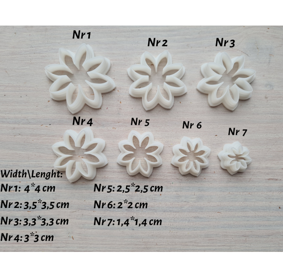 "Chrysanthemum", set of 7 cutters, one clay cutter or FULL set