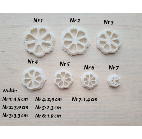 "Cornflower, style 2", set of 7 cutters, one clay cutter or FULL set
