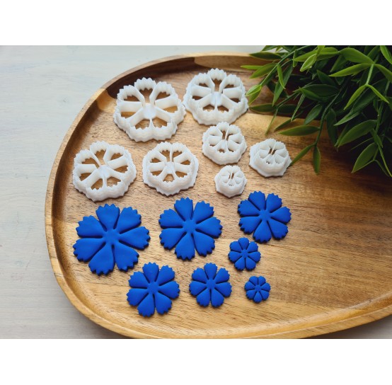 "Cornflower, style 2", set of 7 cutters, one clay cutter or FULL set