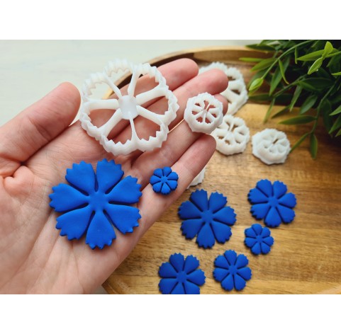 "Cornflower, style 2", set of 7 cutters, one clay cutter or FULL set