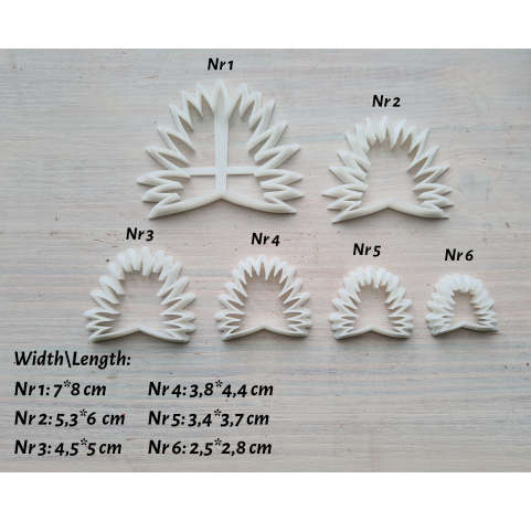 "Palm leaf, style 2", set of 6 cutters, one clay cutter or FULL set