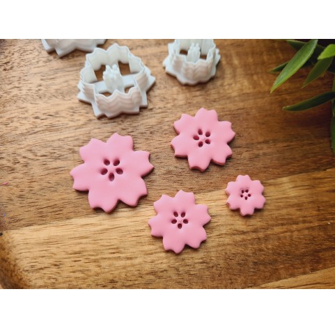 "Sakura, style 1, with indents", set of 4 cutters, one clay cutter or FULL set