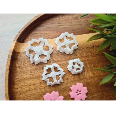 "Sakura, style 1, with indents", set of 4 cutters, one clay cutter or FULL set