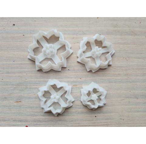 "Sakura, style 1, with indents", set of 4 cutters, one clay cutter or FULL set