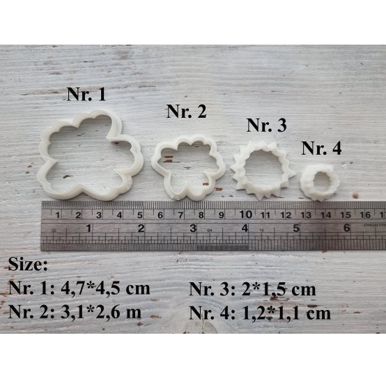 "Irregular flower", set of 4 cutters, one clay cutter or FULL set