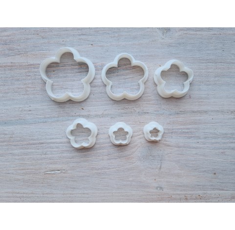 "Flower, style 3", set of 6 cutters, one clay cutter or FULL set