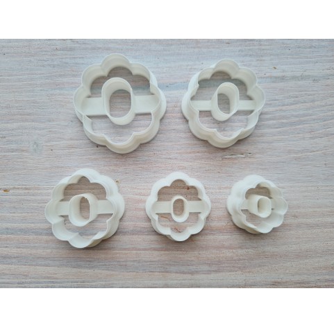 "Flower, style 5", set of 5 cutters, one clay cutter or FULL set