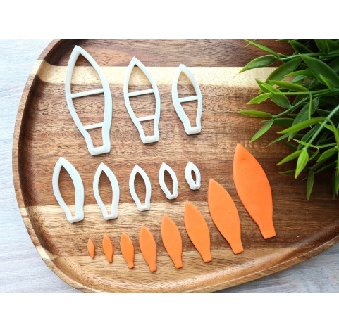 "Leaf/petal, style 2", set of 8 cutters, one clay cutter or FULL set