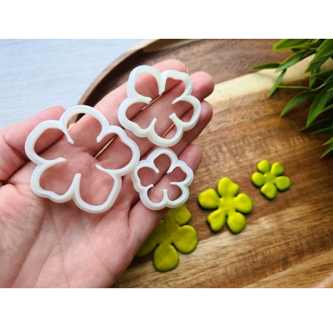 "Flower, style 7", set of 3 cutters, one clay cutter or FULL set