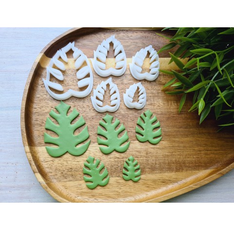 "Monstera leaf, style 1", set of 5 cutters, one clay cutter or FULL set