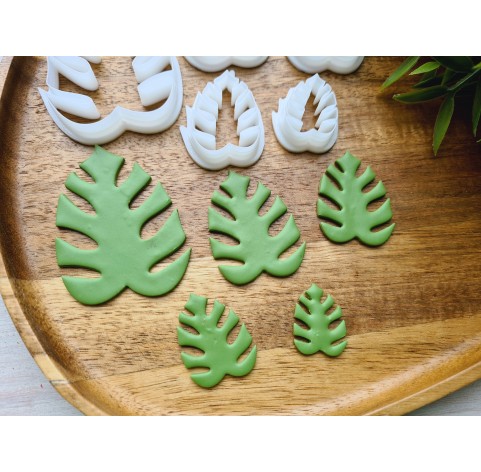 "Monstera leaf, style 1", set of 5 cutters, one clay cutter or FULL set