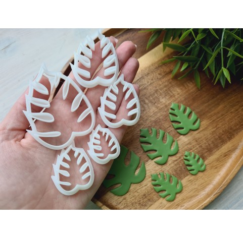 "Monstera leaf, style 1", set of 5 cutters, one clay cutter or FULL set