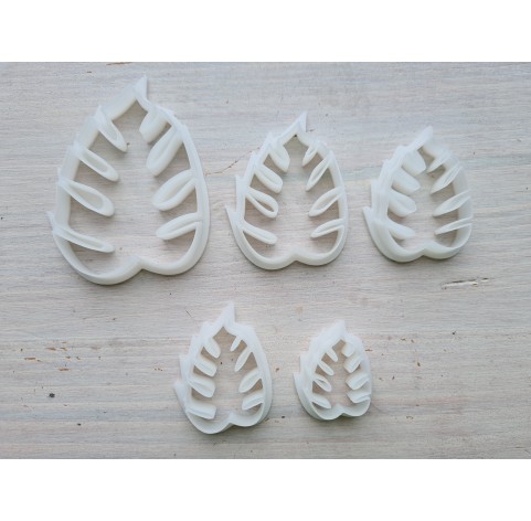 "Monstera leaf, style 1", set of 5 cutters, one clay cutter or FULL set