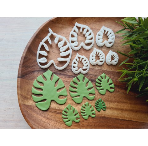 "Monstera leaf, style 2", set of 6 cutters, one clay cutter or FULL set