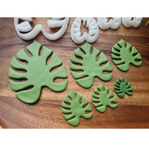 "Monstera leaf, style 2", set of 6 cutters, one clay cutter or FULL set